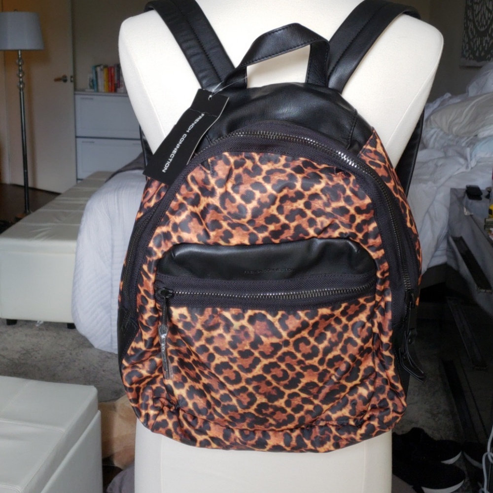 NWT French Connection Leopard & Black Backpack